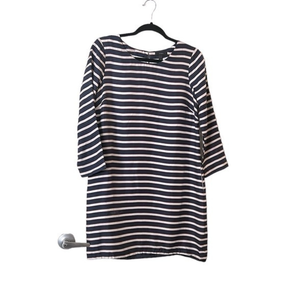 J.CREW Silk Navy Stripe Boatneck Tunic Dress Style #96940 - Size 6